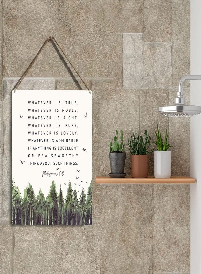 YCYD Christian Inspirational Wall Art Whatever Is True Noble Right Philippians 4:8 Wooden Hanging Sign Christian Bible Verse Wall Art for Bedroom Rustic Home Office Decoration 8 x 10 Inches - Image 5
